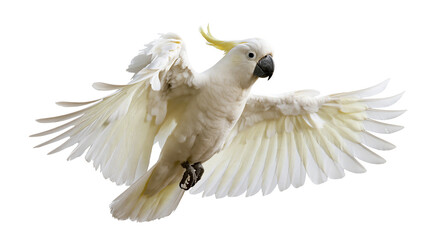 Sulphur-crested cockatoo flying with wings spread wide © dominica