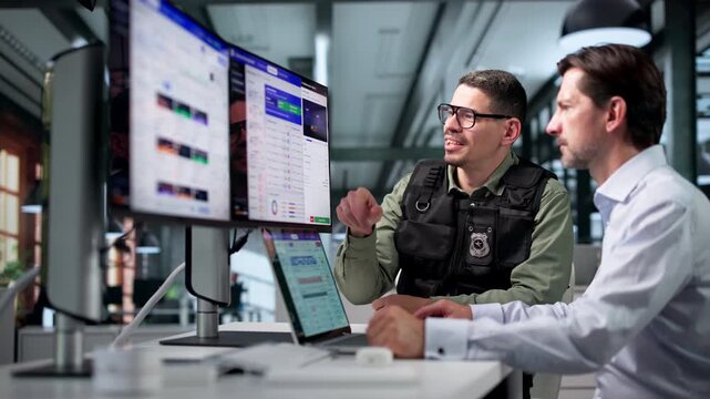 Investigator Reviews Digital Evidence On Laptop