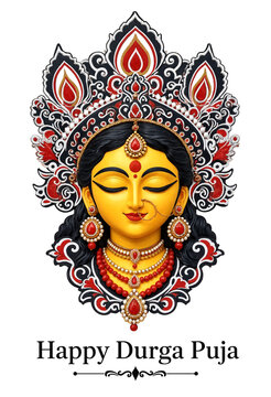 Colorful Durga Puja Celebration Illustration Featuring Traditional Goddess Artwork Design