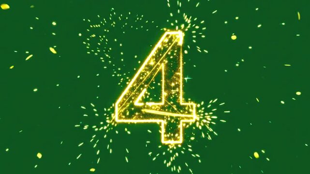 Start intro countdown gold sparkling numbers 7 6 5 4 3 2 1