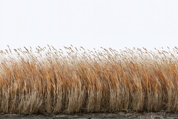 Naklejka premium The Reeds in a Golden Field Under a Soft Sky at Dusk
