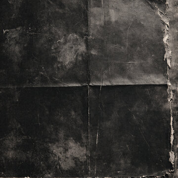 Dark grunge paper with fold creases and torn peeling edge on right