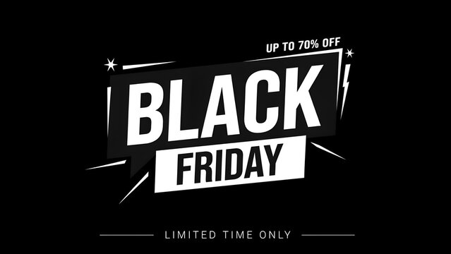 Black Friday sale banner background, up to 70 off promotion badge, dark shopping discount header design