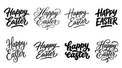 Happy Easter Typography Set, Hand Lettered Calligraphy Quotes for Holiday Greeting Cards and Seasonal Decorations © Rose