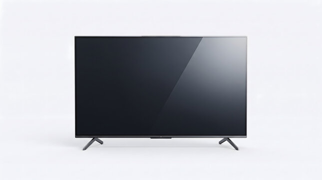 Modern television with a blank screen isolated on white background