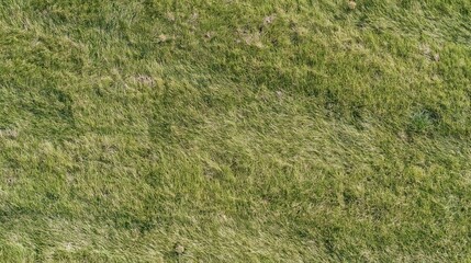 Naklejka premium Aerial top-down view of a freshly mowed grass field filling the frame