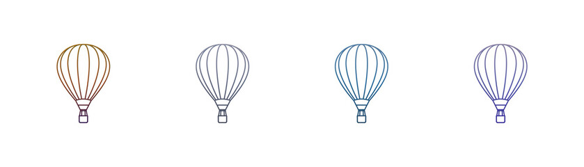 Hot air balloon icons set with gradient line art style on white background © Graphichax