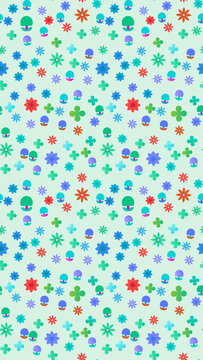 Colorful abstract floral and clover pattern