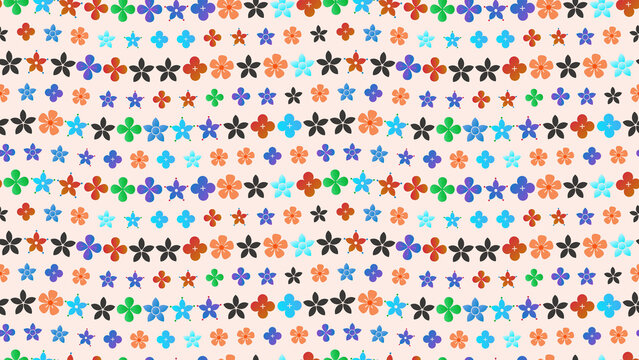 Colorful floral pattern with plus signs