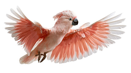 Pink Major Mitchell cockatoo bird flying with wings spread wide © Clementine