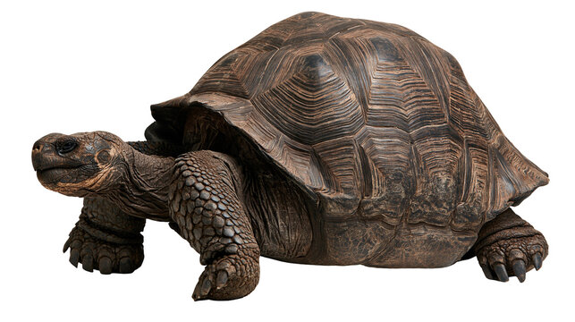 Large Galapagos giant tortoise with textured brown shell and scaly skin