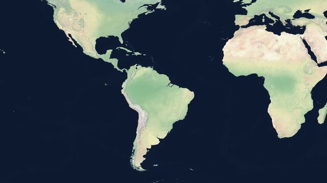 Brazil satellite map zoom with white country highlight