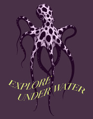 Cool graphic t-shirt vectors illustration animals ocean creatures type face © 1312124
