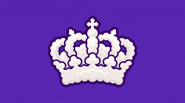 Cloud shaped royal crown with cross on purple background