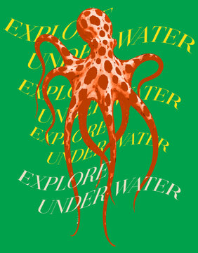 Cool graphic t-shirt vectors illustration animals ocean creatures type face