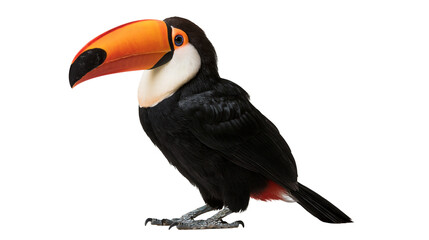 Toco toucan with large orange beak and black plumage © Lysander