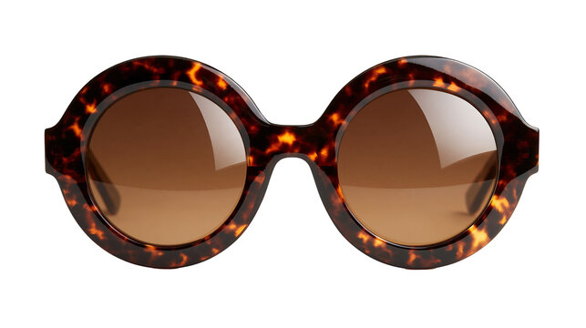 Round tortoise shell pattern sunglasses with brown tinted lenses