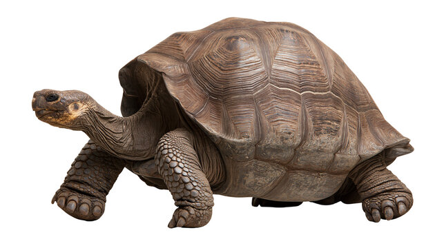 Large brown Galapagos giant tortoise with textured shell and scaly skin