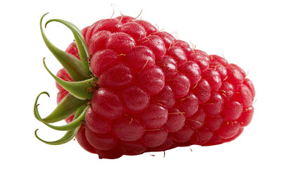 Fresh ripe red raspberry with green leaves © Lysander