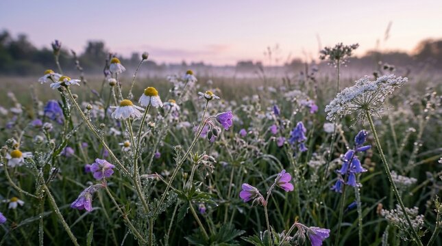 Dewy wild flowers