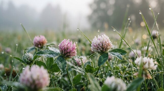 Dew covered clover