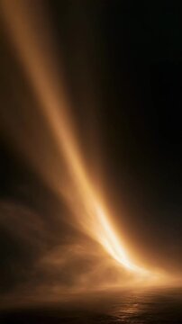 Golden Light Beam Through Dark Mist Abstract Vertical Video