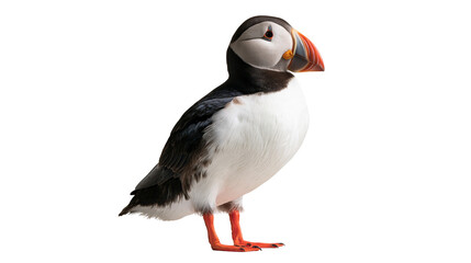 Atlantic puffin with colorful beak and black and white plumage standing © Eustace