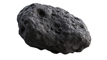 Dark grey textured asteroid rock with craters and uneven surface © Eustace