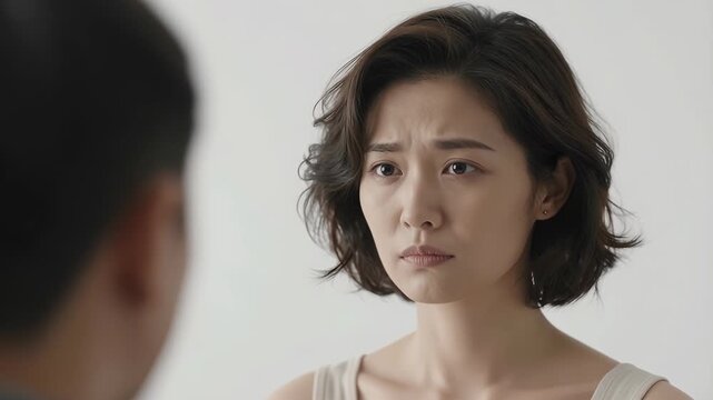 Woman Expresses Concern During Intense Conversation