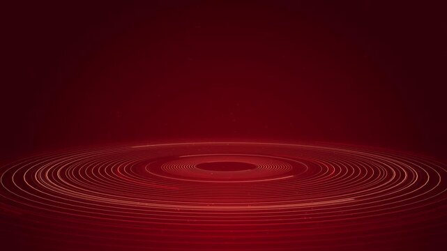 Dark red field holds glowing arcs elliptical ripples near frame. open upper area offers room for messaging event opener, cinematic interlude, music promotion, bold branded motion background designs.