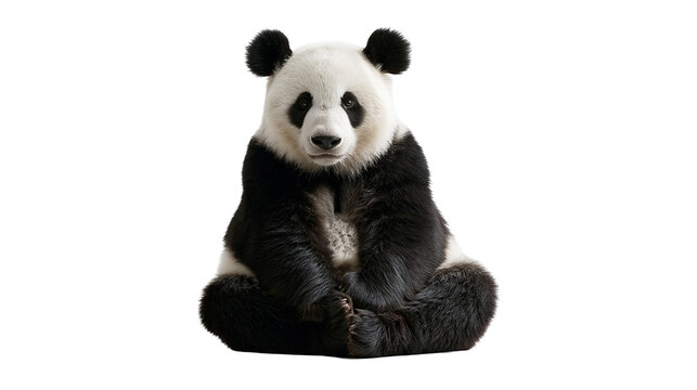 Giant panda bear sitting upright with black and white fur