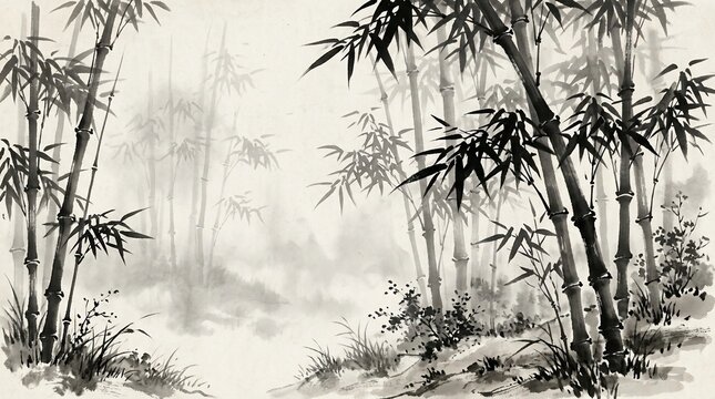 Bamboo ink painting