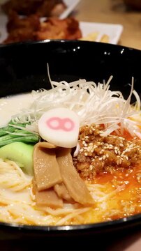Fresh Bowl of Japanese Spicy Ramen Noodle Soup