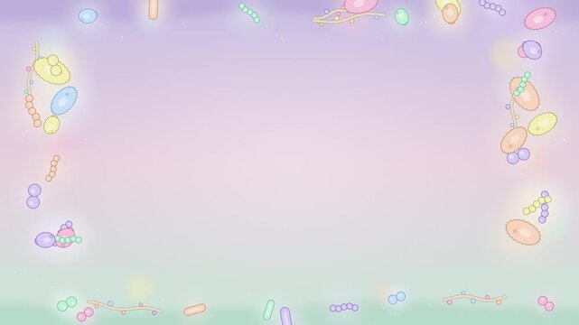 Illustration of Bacteria in Gut. Pastel microbes in a peaceful gut ecosystem seamless loop