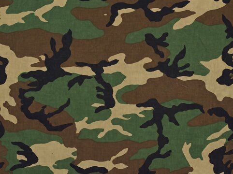 Woodland Camouflage Pattern Fabric Texture.