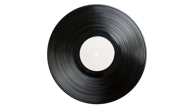 Black vinyl record with a blank white center label