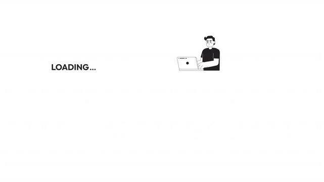 Web development and problem solving black and white line animation pack. Laptop troubleshooting. User avatar. Idea symbol. Browser windows animated outline 4K video set on transparent background