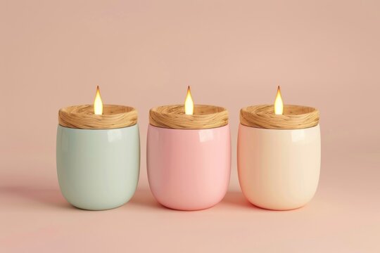 scented candles isolated on pastel background