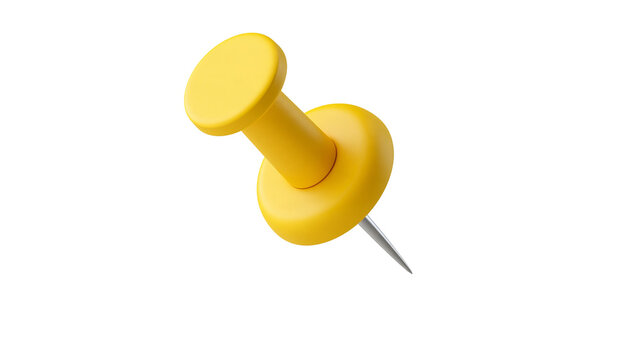 Bright yellow plastic push pin with a sharp metal needle point