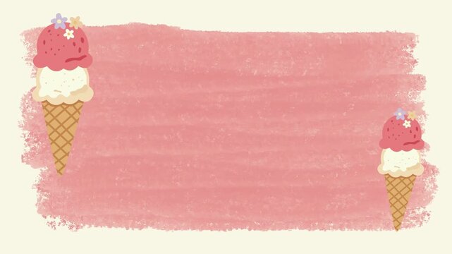 cute ice cream hand drawn frame animation for summer dessert and summer time background
