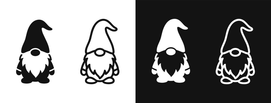 Cute christmas gnome folklore character icon vector set