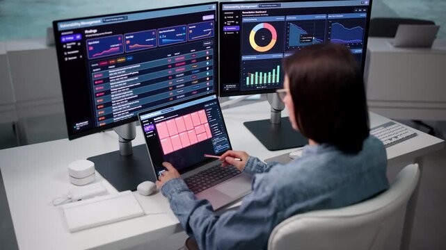 Cybersecurity Analyst Monitors Vulnerabilities While Scanning Network