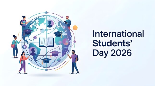 banner vector poster Diverse international students discussing with giant open book background