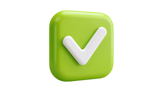 Green rounded square button with white checkmark symbol