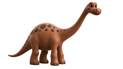 Cute brown spotted long neck dinosaur character with a friendly smiling face © Rowan