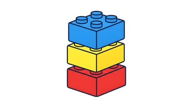 Building Brick Tower Stack &mdash; Red Yellow Blue National Lego Day Bold Flat Vector