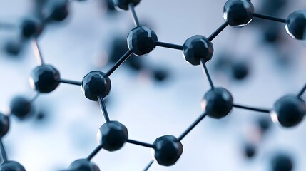 Obraz premium Close up of a molecular structure with interconnected black spheres and rods forming a hexagonal lattice pattern