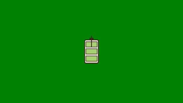 Flat Design Minimalist Battery Power Level Indicator Animation on Green Background