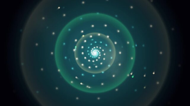 The glowing green cell displays a looping animated biological pattern with scattered dots.
