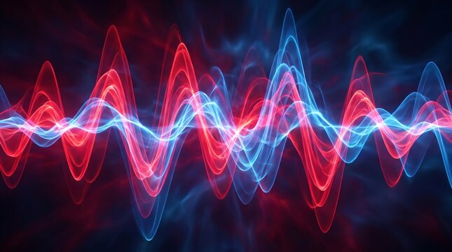 Abstract Sound Waveform Visualization Red Blue Energy.